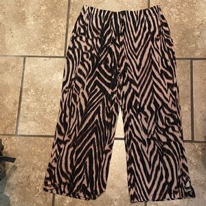 Stylish Zebra Print Wide Leg Pants
